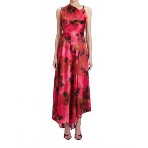 NEW VICTORIA BECKHAM sleeveless draped midi dress in raspberry